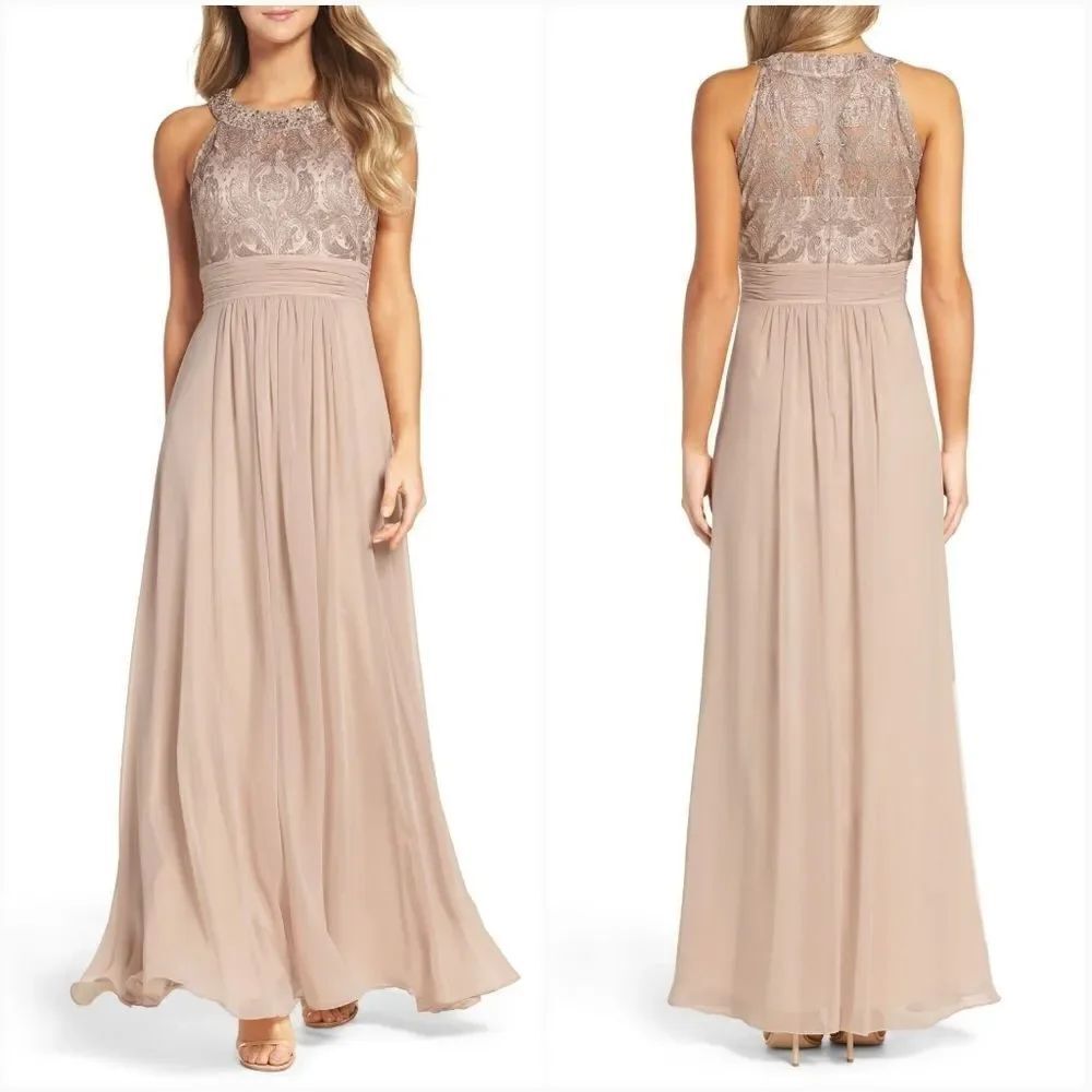 Eliza J Lace Bodice Chiffon Gown Size 8